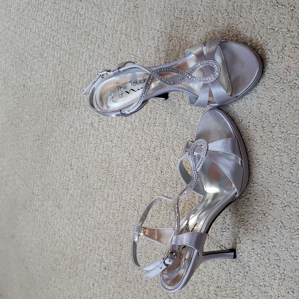 Silver heels with 3 inch heel